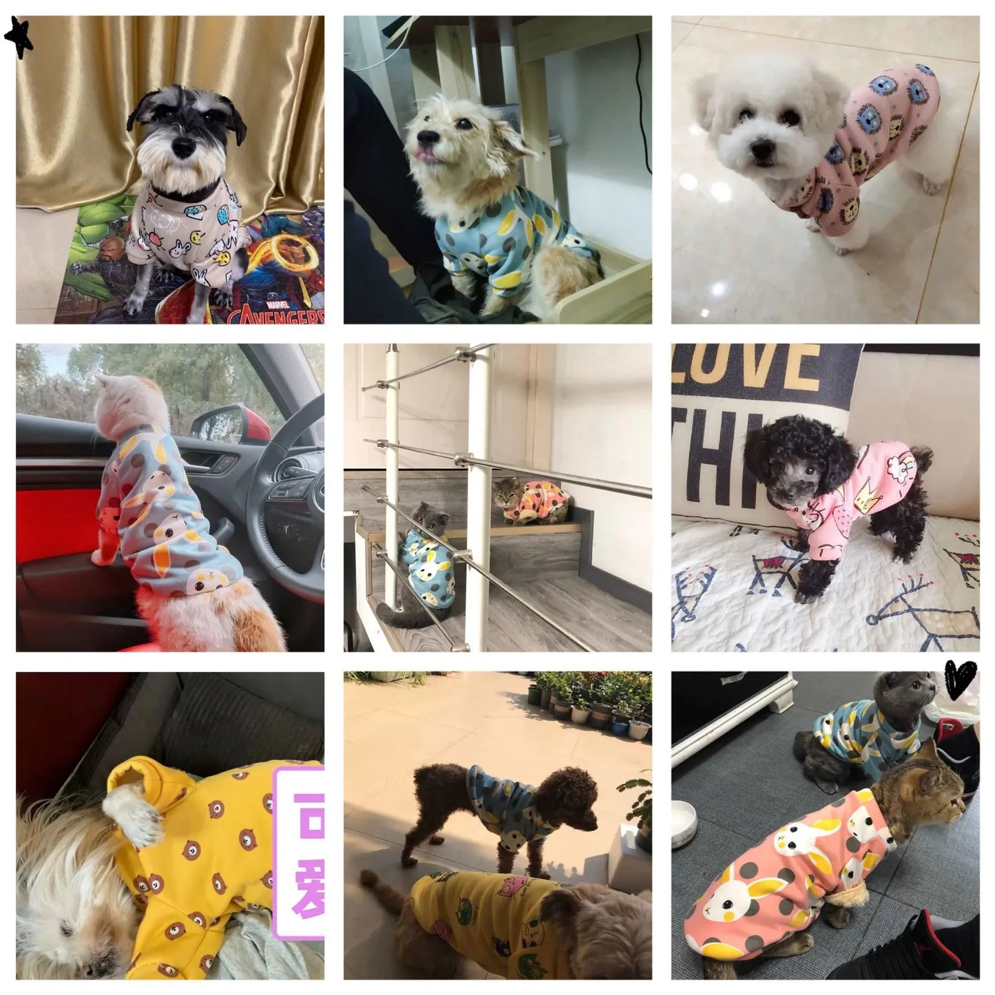 Pet Dog Costume Cute Printed Pet Coat Cotton Soft Pullover Dog Shirt Jacket Sweatshirt Hoodie Cat Clothes Suit Sweater Outfit