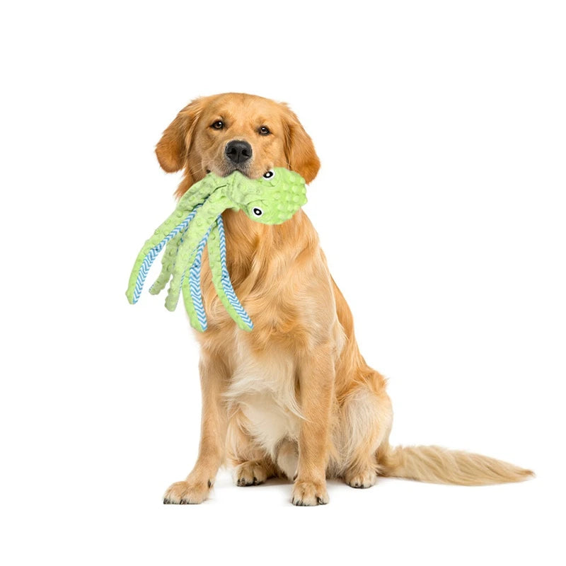 Sounding Animal Pet Dog Accessories Cartoon Plush Octopus Interactive Toy for Small Puppy Chihuahua Bite Resistant Pet Products