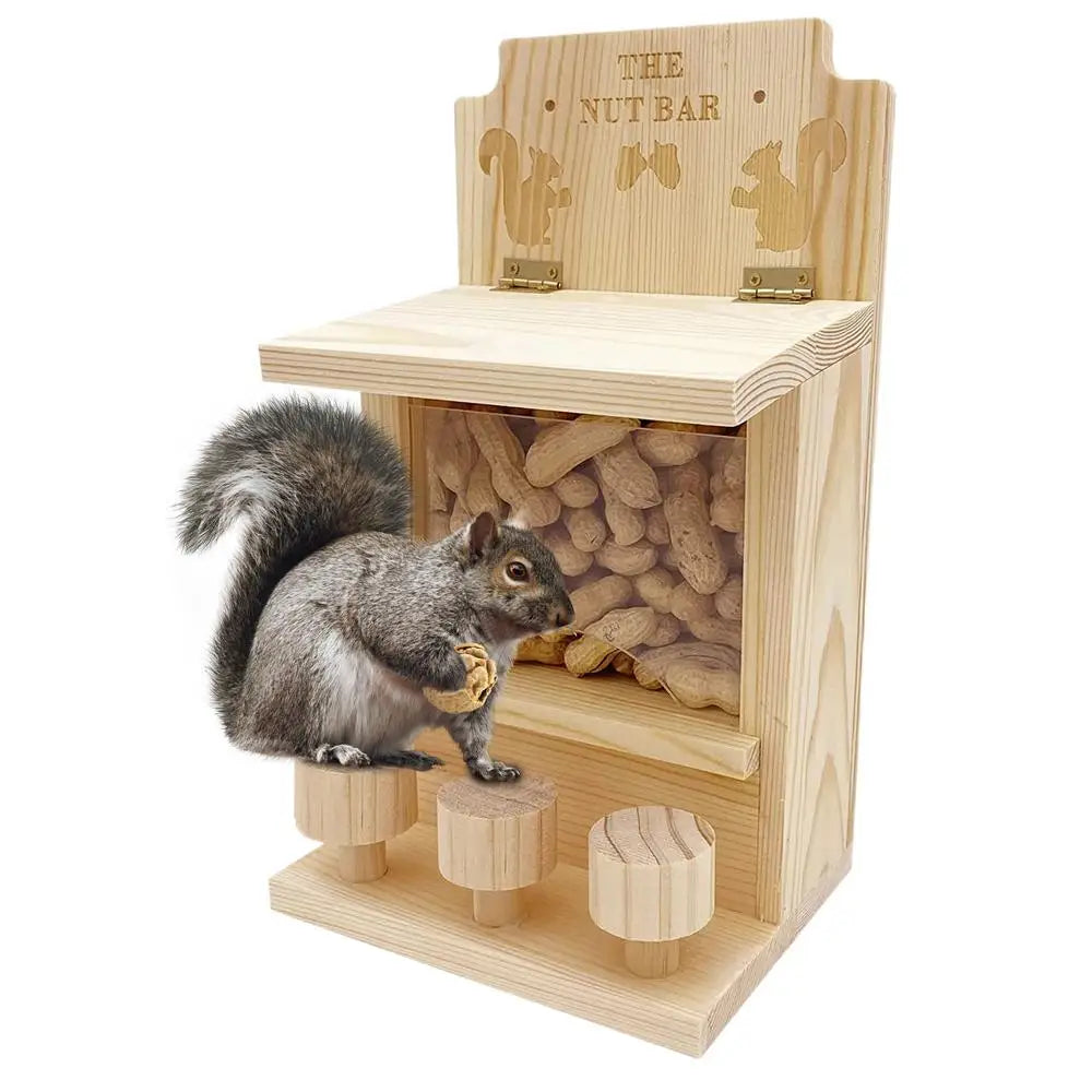 Squirrel Feeders for Outside Wooden Small Pet Window Feeder Nut Bar Feeders Multipurpose Chipmunk Feeder Squirrel Snacker