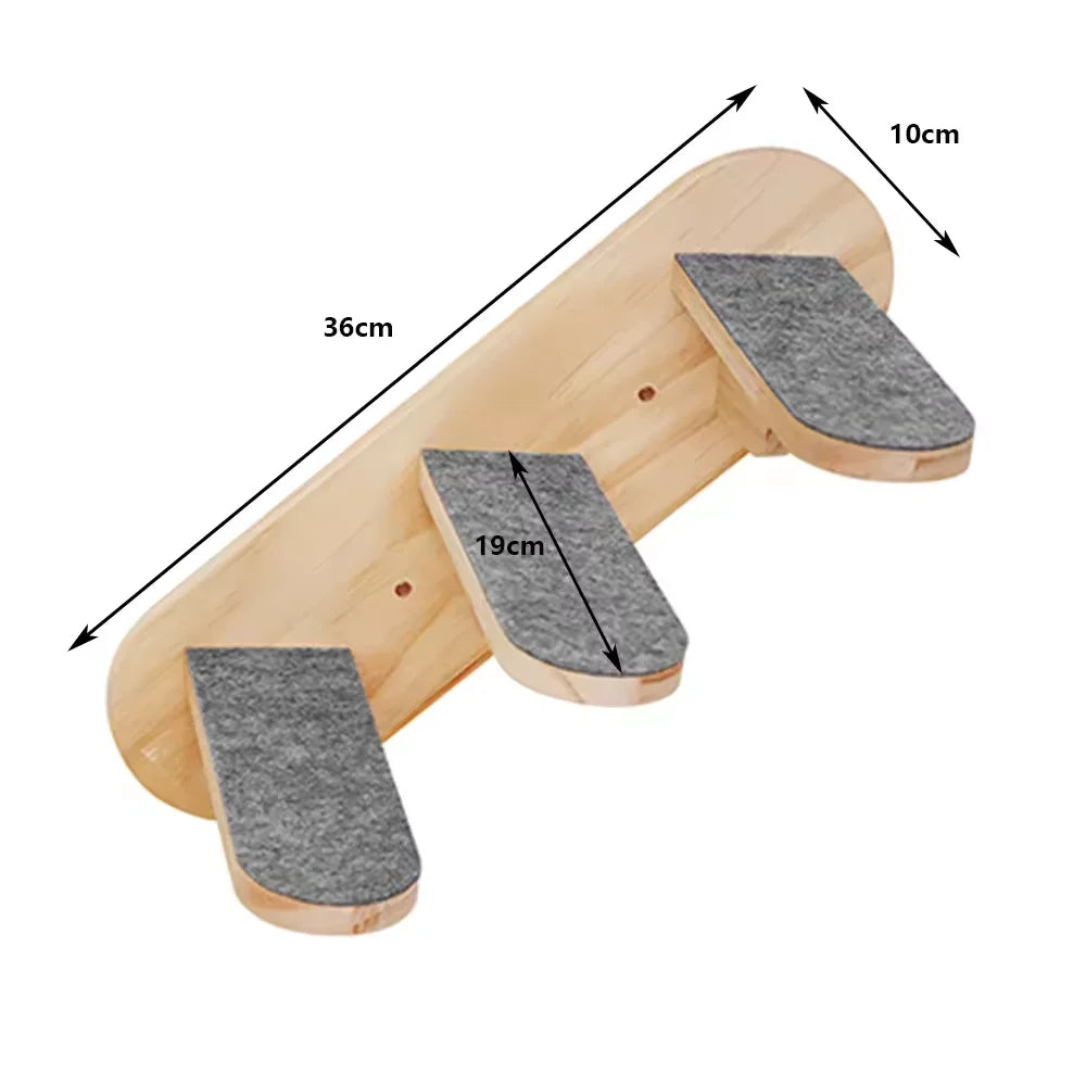 Solid Wood Wall-mounted Cat Climbing Frame Set with Cat Sleeping Nest Cat Tree and Wall Hanging Climbing Column for Kitten