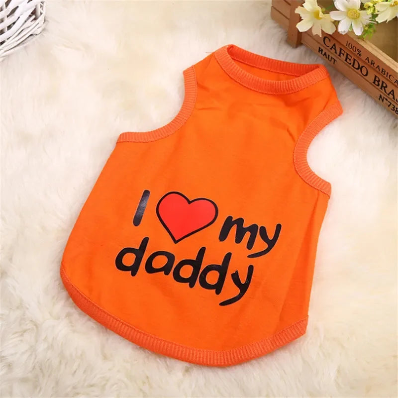 Cute Paw Printed Heart Love Design Small Dog Vest Clothes Summer Spring TShirts For Dogs Costume Puppy Dog Accessories Chihuahua