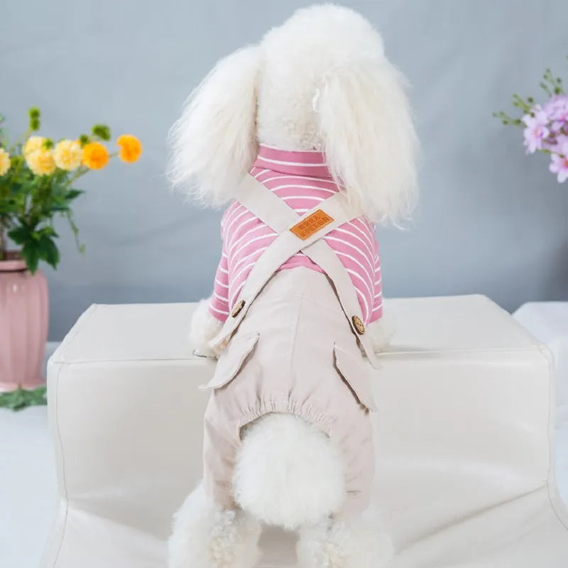 2023 Princess Dog Colorful Stripe Soft Suit Puppy Jumpsuit Spring Doggie Casual Pants Small Medium Pet Couple Four-Legged Coat