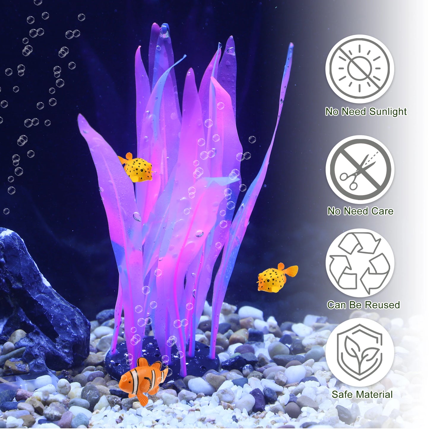 UXCELL Aquarium Artificial Decorative Plant Silicone Glowing Decor for Fish Tank Ornamen Flower Grass Decoration Accessories