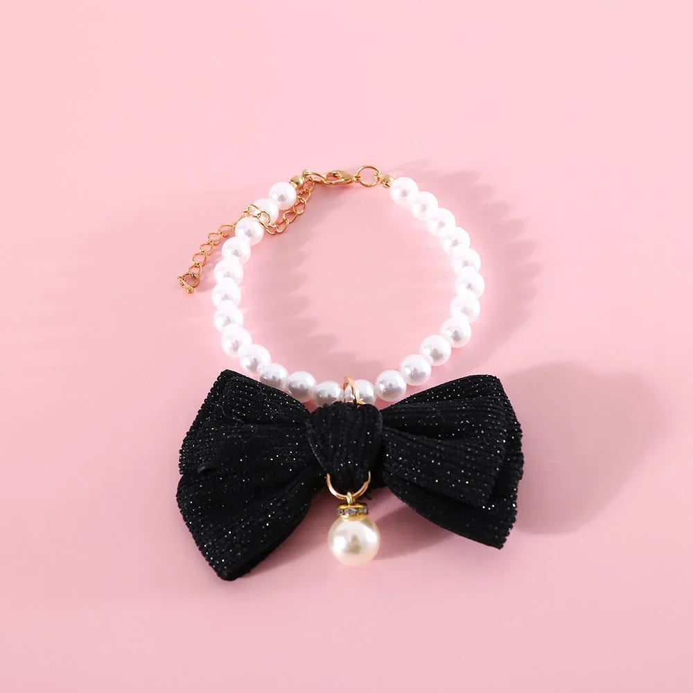 Dog Pearls Necklace Jewelry for Small Dog Puppy Cat Wedding Collar Chihuahua Yorkie Girl Pet Clothes Costume Outfits Accessories