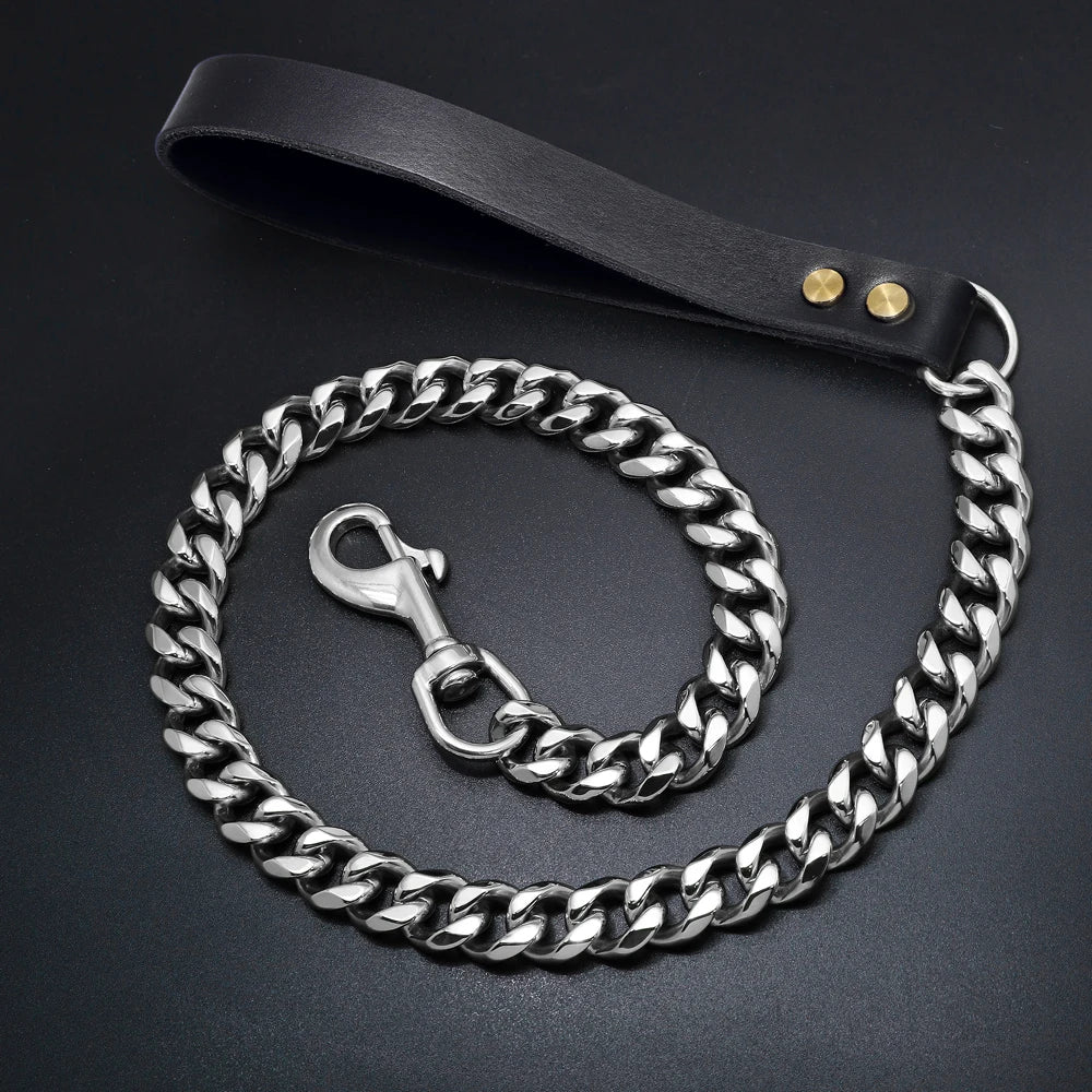 19mm Durable Stainless Steel Dog Leash Training Collar for Medium and Large Dogs Pitbull Gold and Silver Chain Lead