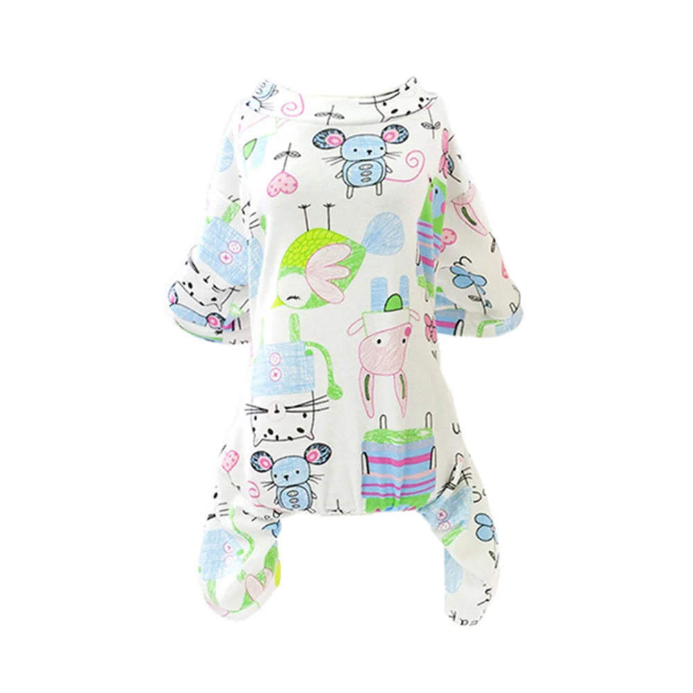 Pet Clothing Warm Cotton Dog Pajama Yellow Duck Soft Material Stretchable Dog Pajamas Onesie Pet Pjs Dogs Apparel for Small Dogs