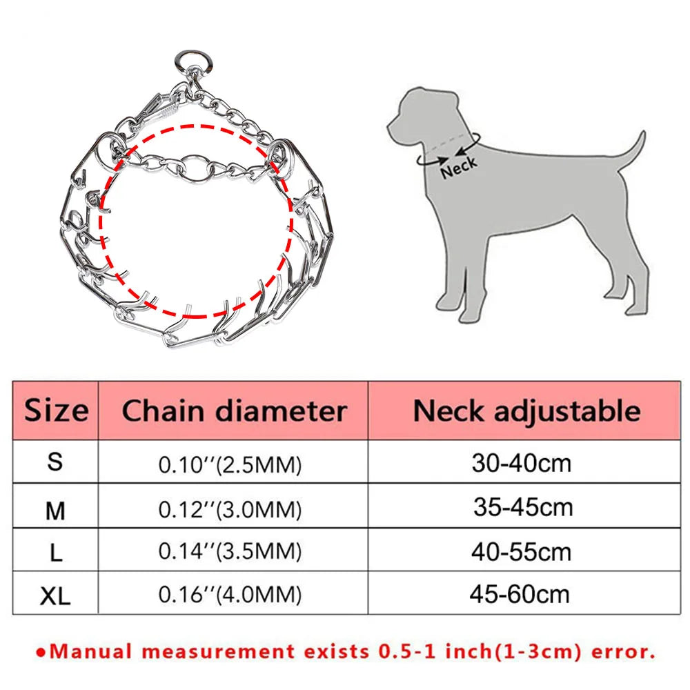 Quick Release Prong Dog Collar Chrome Plated Adjustable Metal No Pull Dog Training Collar Safe No Choke Pinch Collar for Dogs