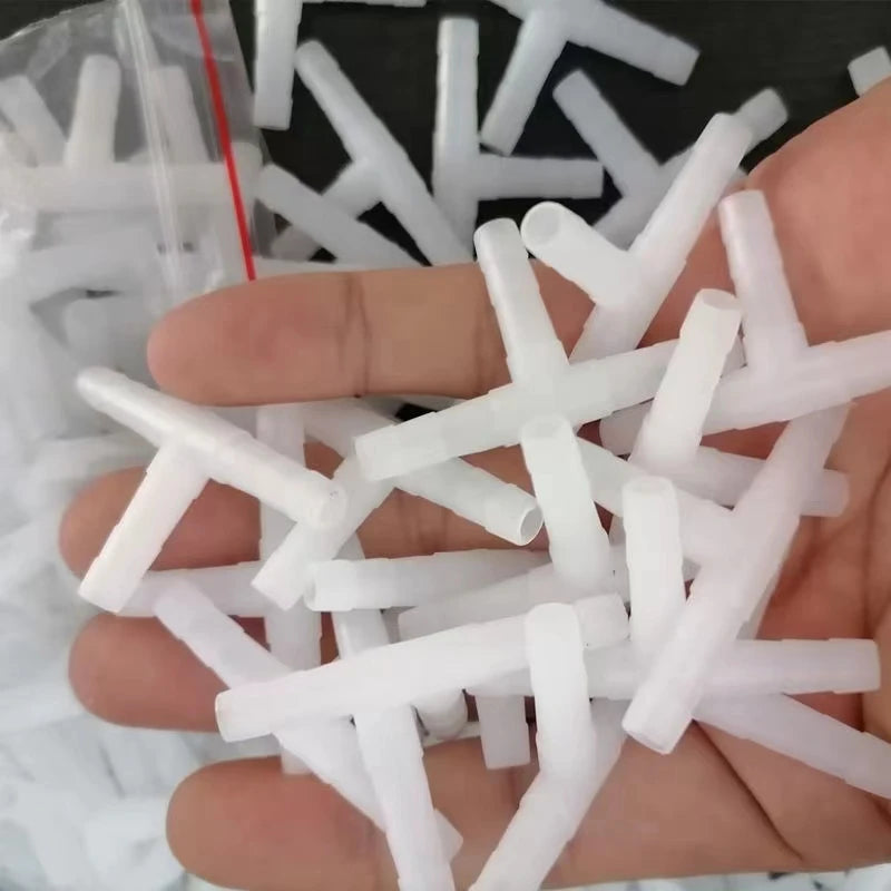 10pcs 8mm Plastic Aquarium Connectors Tee Straight T-shaped 3 Way Connector for Water Air Pump Fish Tank Aquarium Accessories