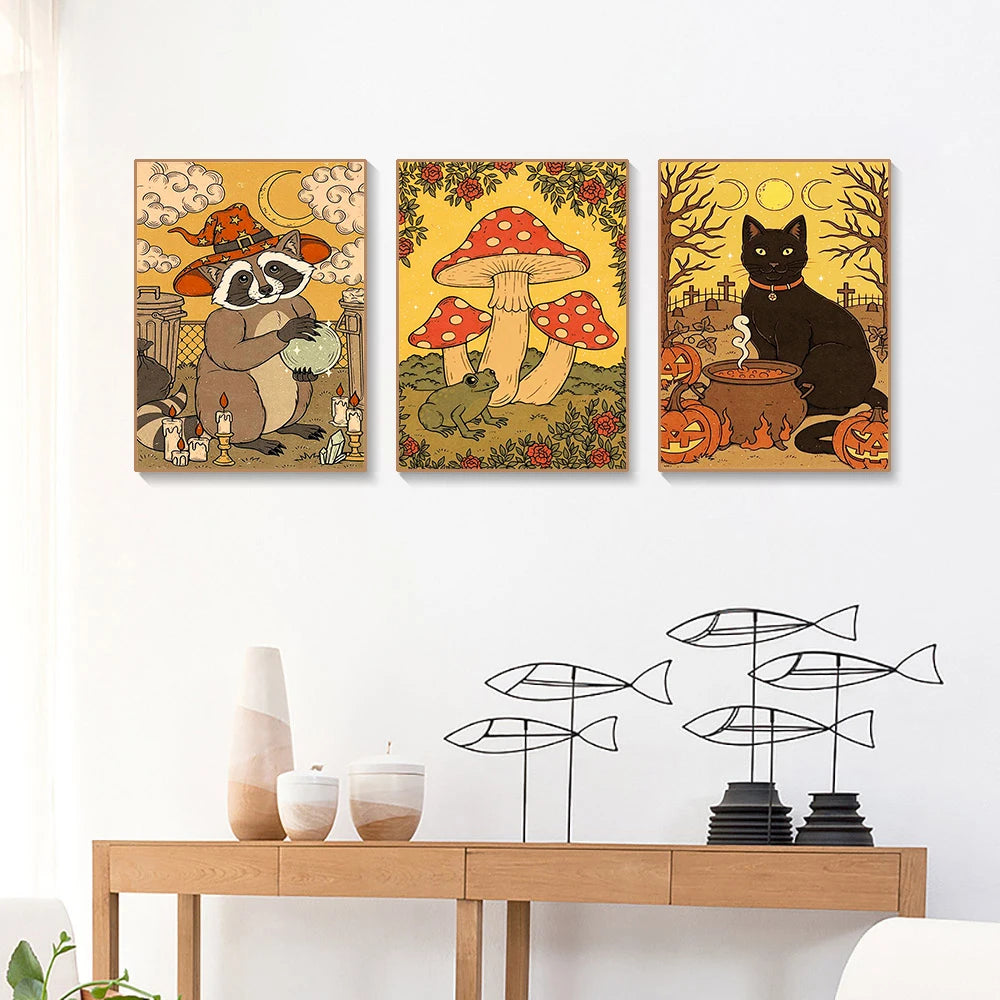 Tarot Cards Cat 5D Diamond Painting Cute Raccoon Full Diamond Cross Stitch Cartoon Animal Embroidery Mosaic Art Home Decoration