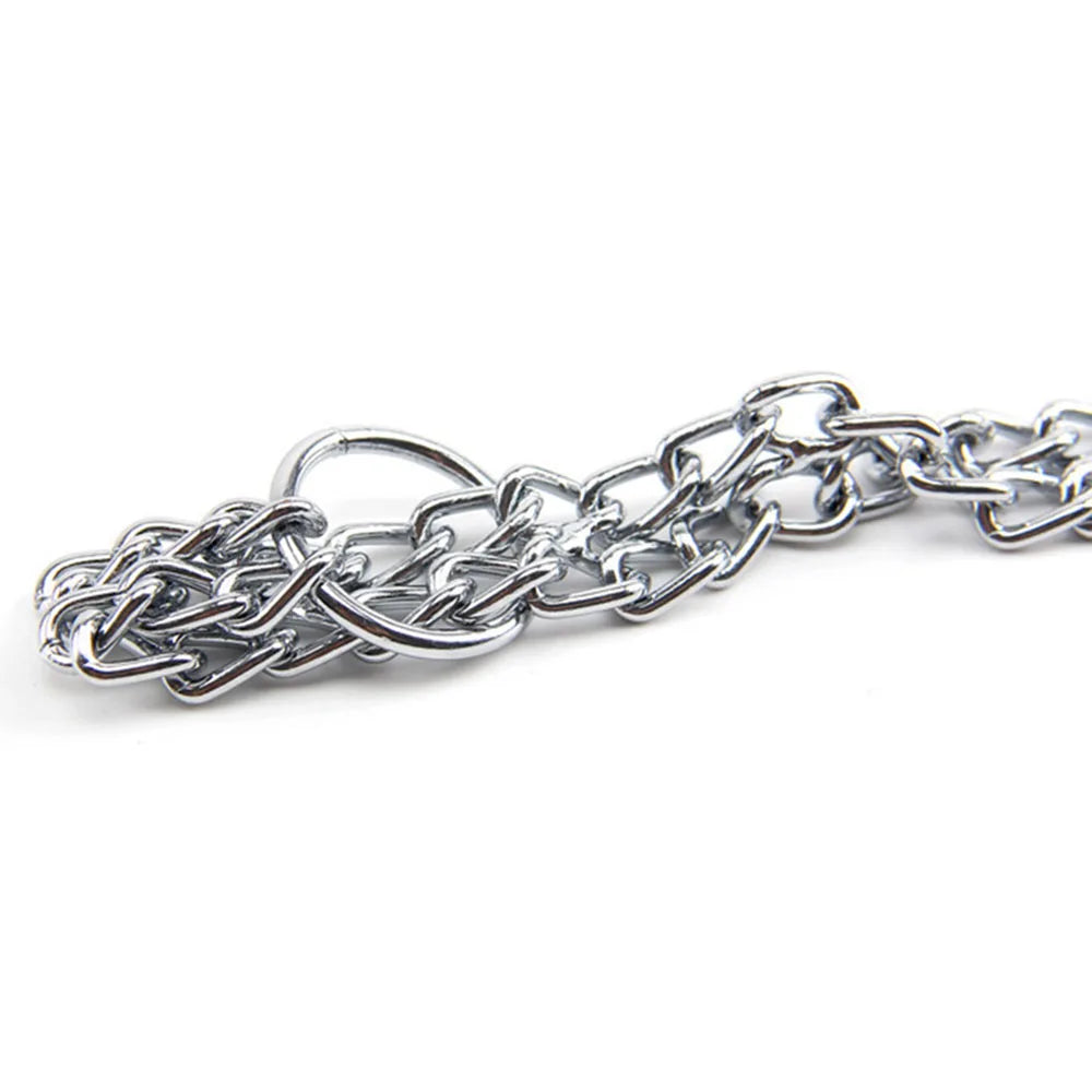 Chain Dog Training Choke Collar Adjustable Double Row Stainless Steel Chain Slip Collar Strong & Durable Dog Slip P Chain Collar