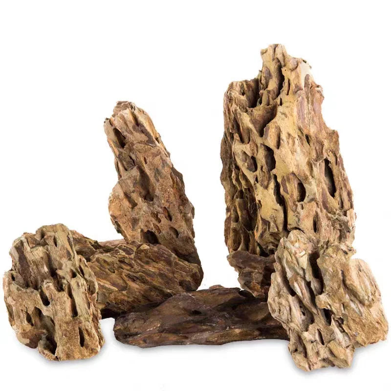 Natural Aquarium Decoration Stone Rockery Landscaping Fish Tank Porous Pine Stone Beautiful Landscape Good for Plants Growth