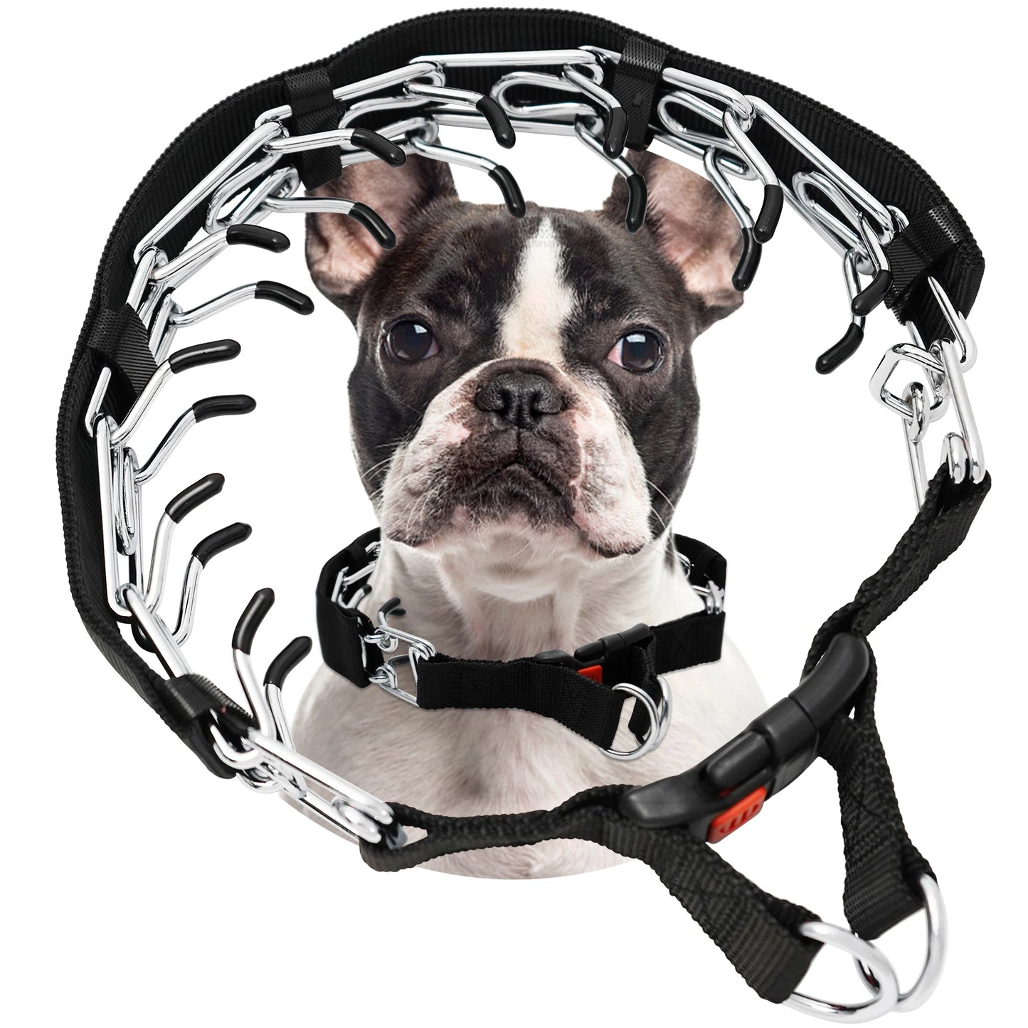 Prong Dog Training Collar Pinch Dogs Collar Iron Pinch Choke collars with Rubber Velcro nylon fabric tape For dogs