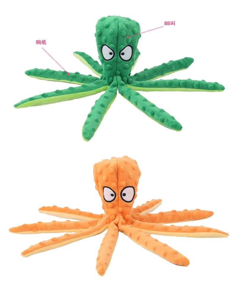 Pet plush toy octopus shell dog puzzle bite resistant sound toy octopus cat dog supplies
