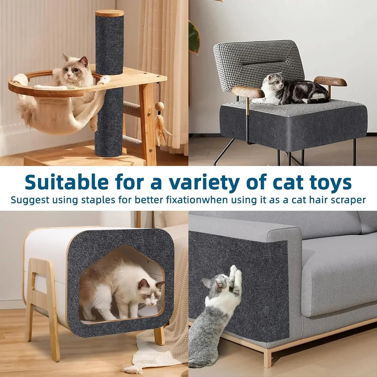 Wall Anti Cat Scratch Sofa DIY Cats Scratch Board Sofa Protection Paws Sharpen Trimmable Self-adhesive Carpet Cats Scratch Board