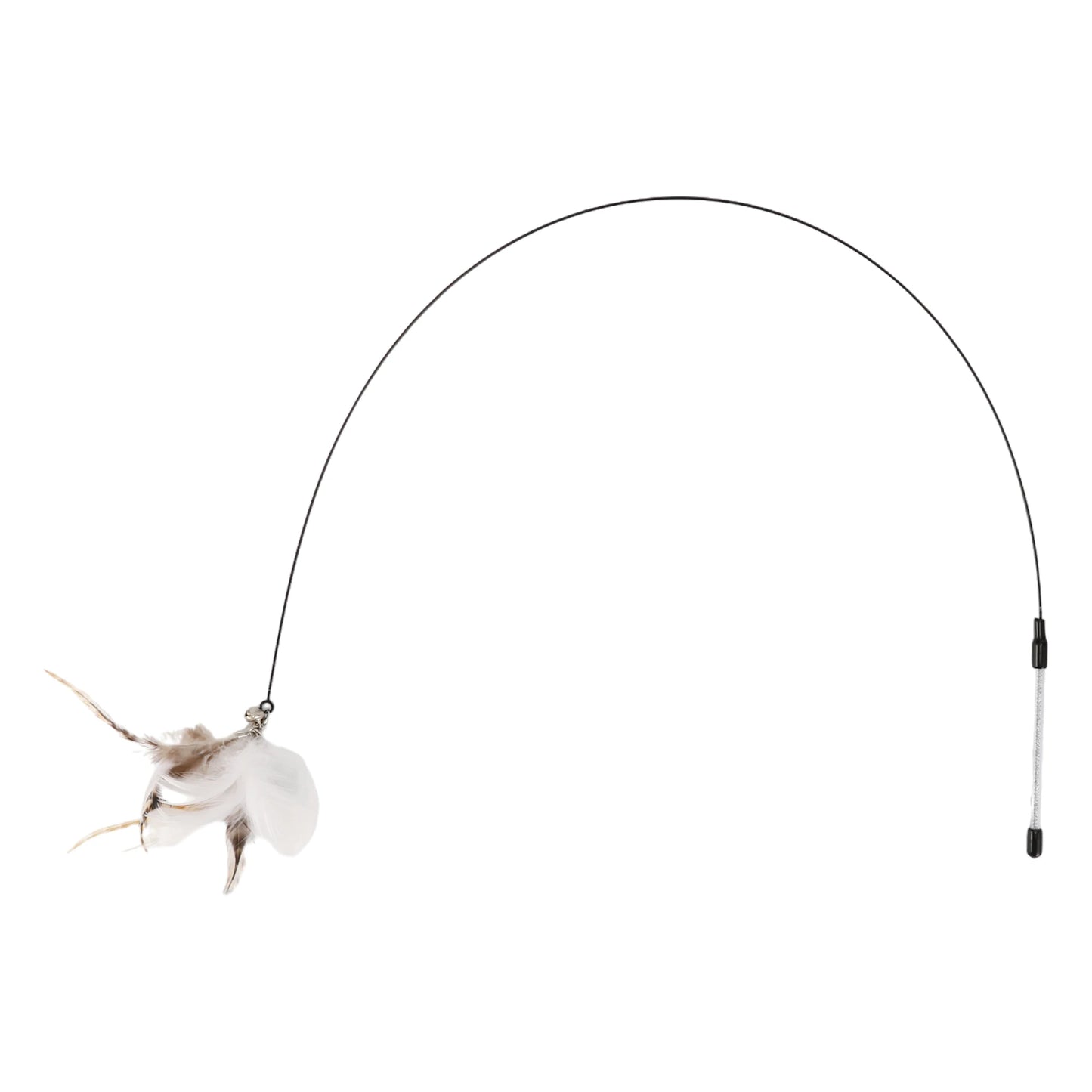 Uxcell Handheld Cat Teaser with Bell Fluffy Plume Teasing Sticks Flexible Fishing Rod Toy Indoor Scratching Pet Supplies