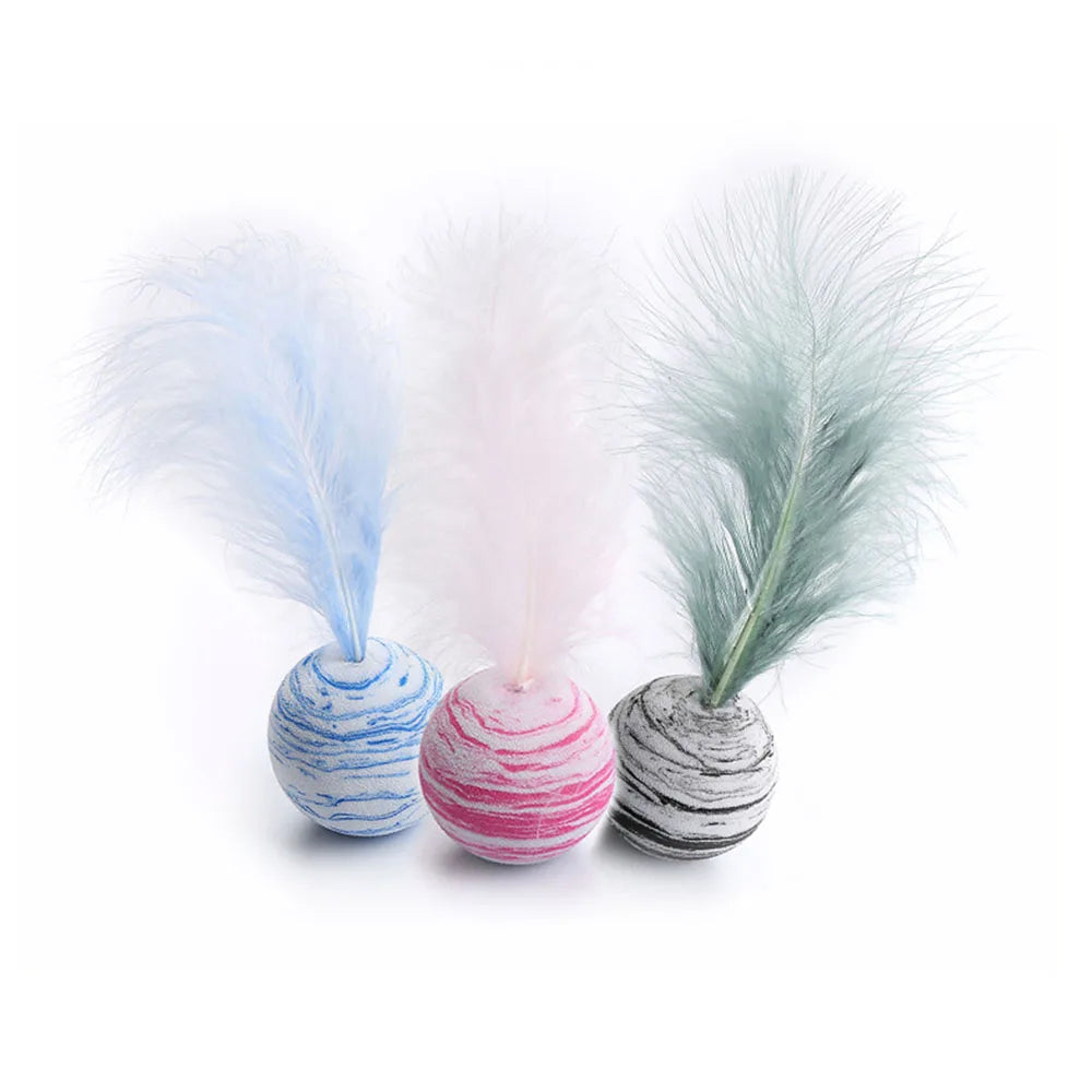 Cat Feather Toy Funny Foam Star Ball Feather Toy for Kitten Funny Cat Toy Throwing Toys Interactive Puppy Kitty Toy Pet Supplies
