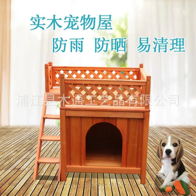 Teddy's Nest Kennel Wooden Cage Kennel Dog Furniture Small Double Deck Kennel Cat Villa Cat Nest Cattery