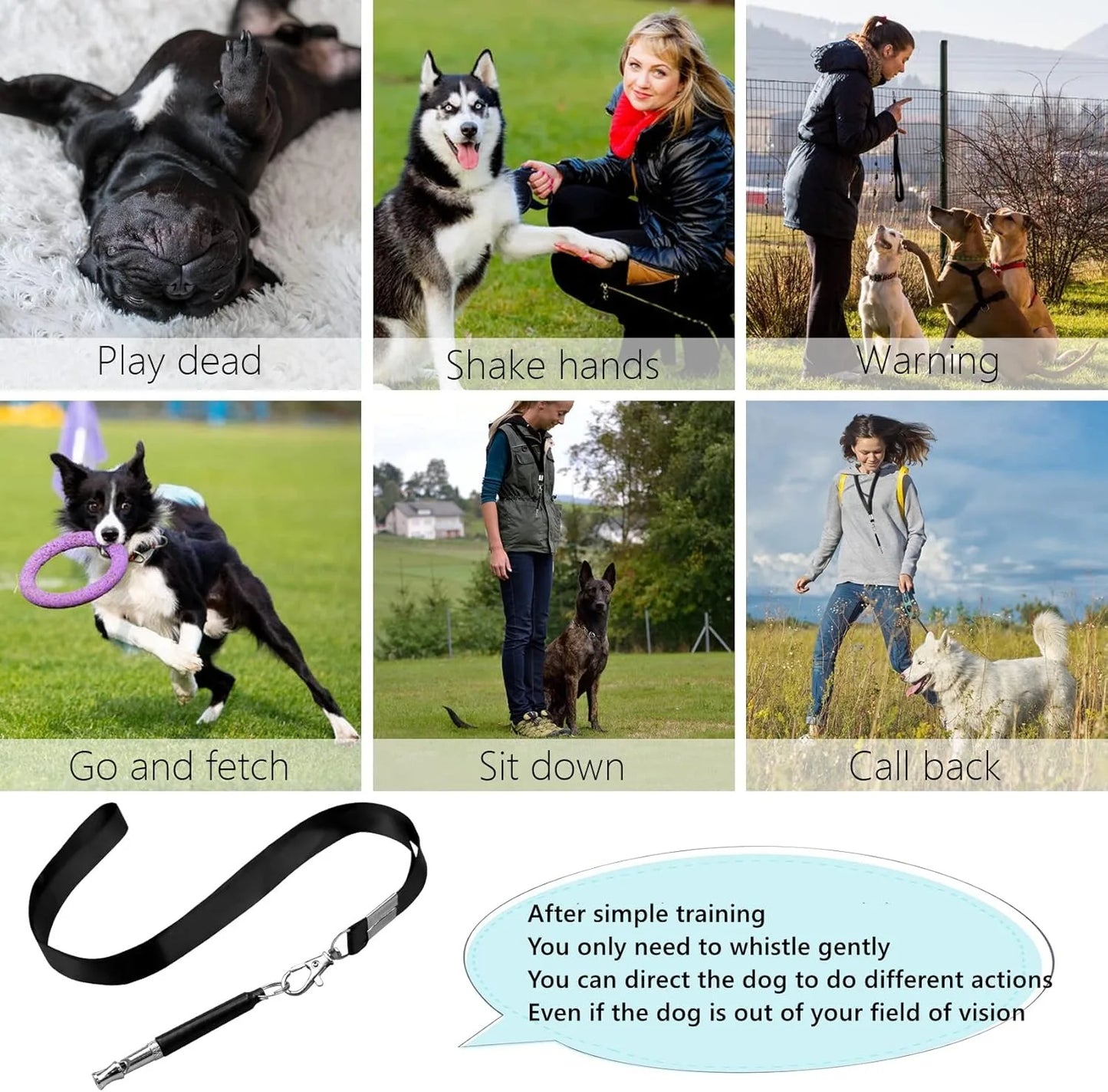 Dog Whistle to Stop Barking Neighbors Dog, Adjustable Ultrasonic Silent Dog Whistle, Professional Recall Dog Training Whistles