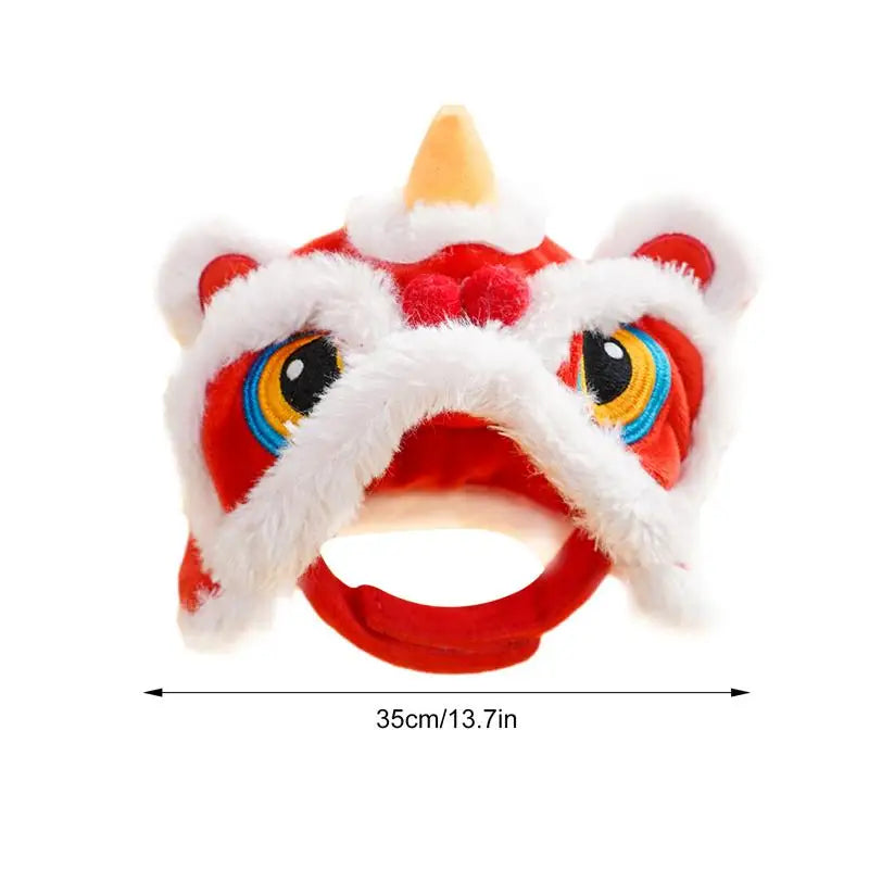 Small Dog Hat Cute Cat Costumes Dance Lion Pet Cat Soft Warm Lion Dance Clothes Small Pet Headwear Pet lion dance hat