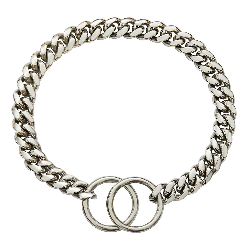 Gold Chain Dog Collar 10mm Fashion Dog Cuban Link Pet Gold Necklace Metal Puppy Jewelry Bulldog P Chain Pet Training Slip Collar