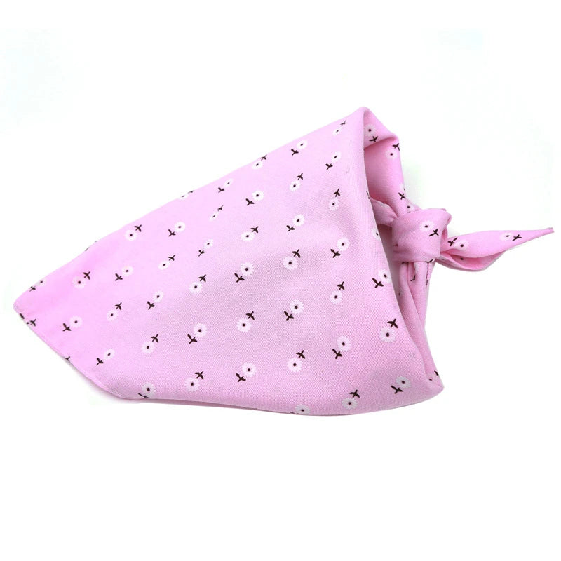 Floral Cotton Pet Collar for Kitten Double Layered Dog Harness Accessories Luxury Designer Outdoor Plaid Triangle Neck Collar