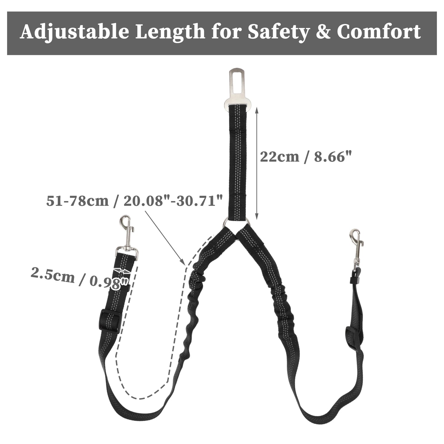 UXCELL Double Dog Seat Belt Nylon Dual Pet Car Headrest Restraint Safety Seatbelt No Tangle Dog Leash Duty Elastic