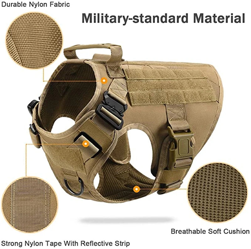 K9 Tactical Military Vest Pet German Shepherd Golden Retriever Tactical Training Dog Harness and Leash Set For All Breeds Dogs