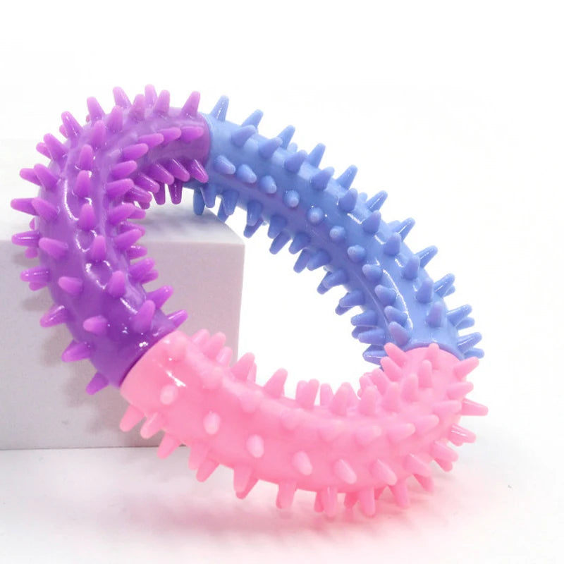 Soft TPR Rubber Ring Spiky Dog Chew Toys for Small Medium Dogs Puppy Dental Teething Cleaning Pet Supplies