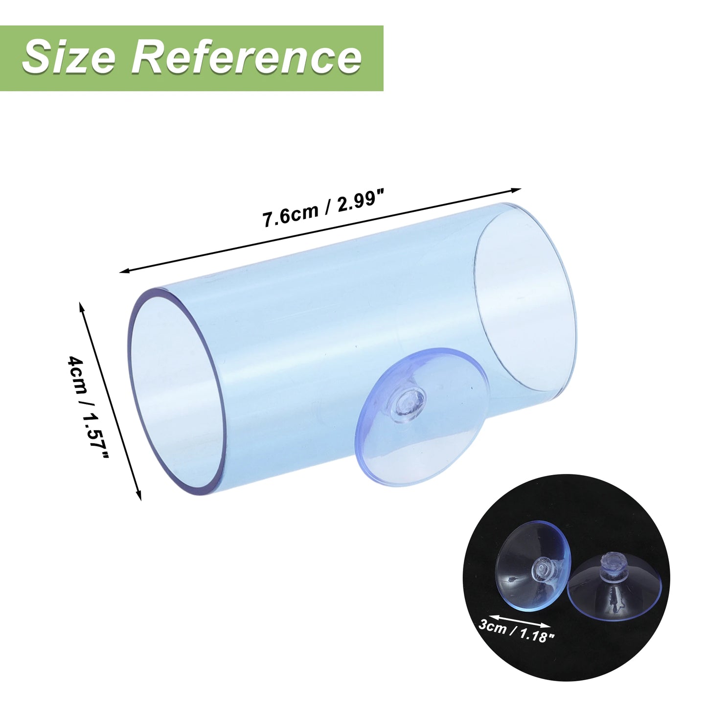 UXCELL Fish Tank Accessories Hollow Acrylic Betta Fish Cave with Betta Leaf Suction Cup Clear 1 Set Reptile Habitat Décor