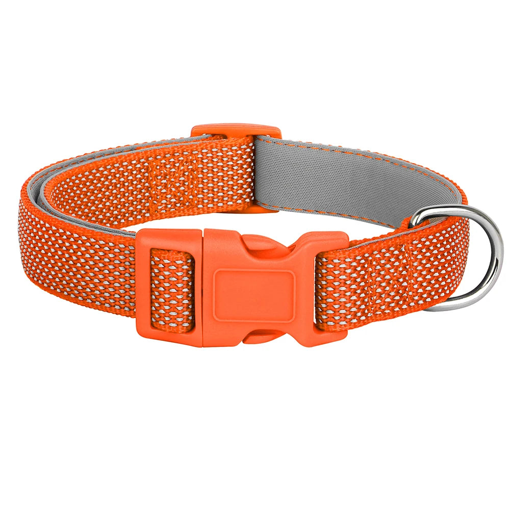 Reflective Pet Dog Collar Durable Nylon Dog Collars Necklace Adjustable Puppy Collars for Small Large Dog Pug Safety In Night