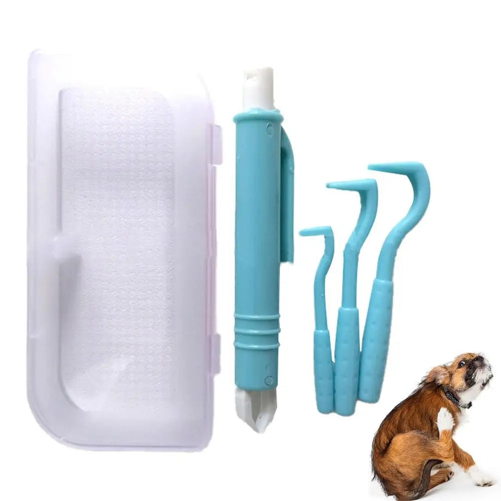 4PCS Dog Tick Remover Tool Tick Remover Tweezers Tongs Hooks Set Flea Remover Comb Lice Supplies for Pet Dog Cat Human Horse