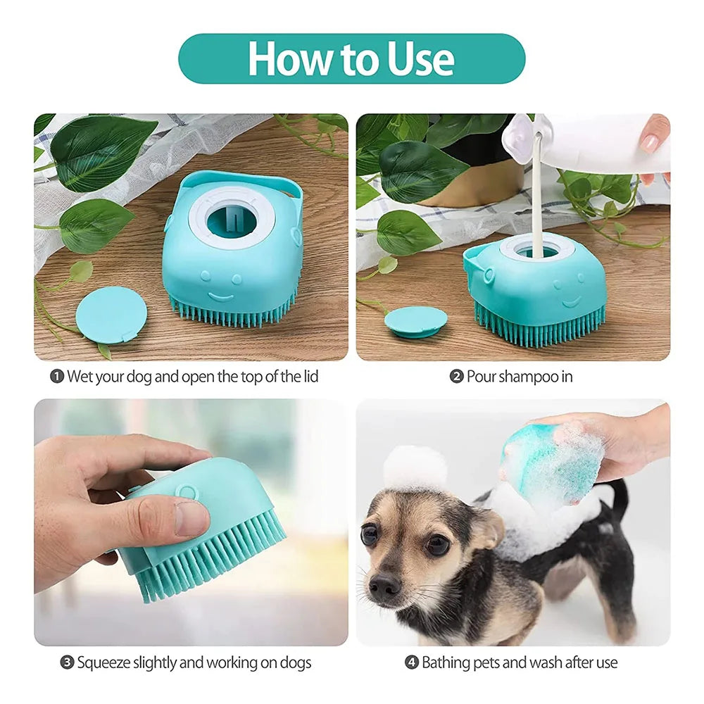 Pet Bath Brush Comfortable Super Soft Silicone Shampoo Massager Brush Comb for Dogs Cats Bathroom Dog Bath Brush Massage Gloves