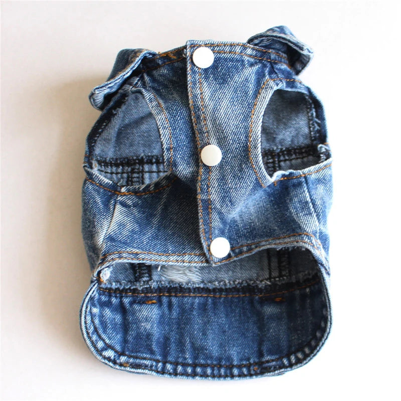 Dog Denim Jacket for Small Medium Dogs Spring Autumn Dog Clothes Classic Jeans Lapel Vest Chihuahua Yorkie Bulldog Pet Apparel