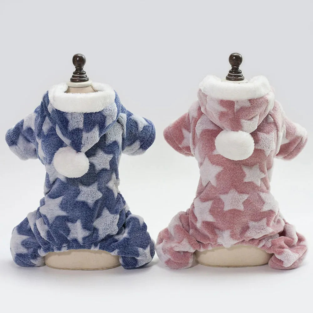 Soft Dog Pajamas Pjs Small Dogs Sweater Warm Doggy Winter Clothes Puppy Jumpsuit Flannel Onesie for Chihuahua Pet Cat Clothing