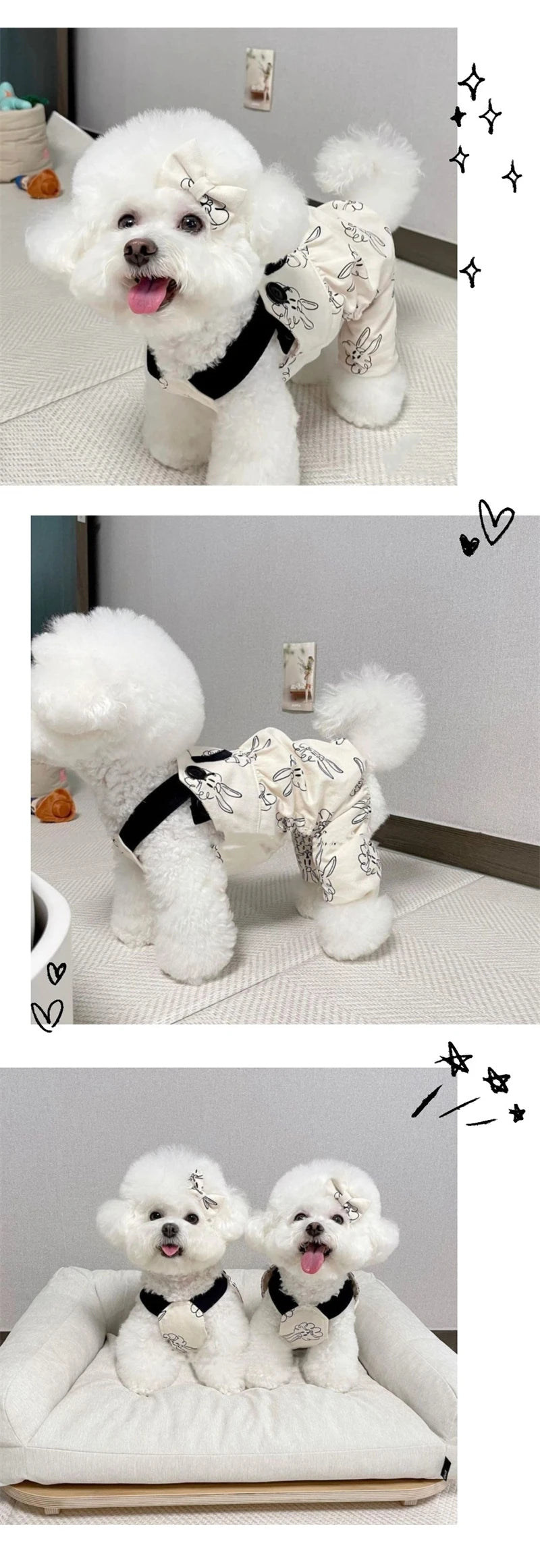 Cartoon Bunny Teddy York Dog Overalls Breathable Summer Spring Leisure Clothes for Cats Pocket Decorate Pet Boy Puppy T Shirt