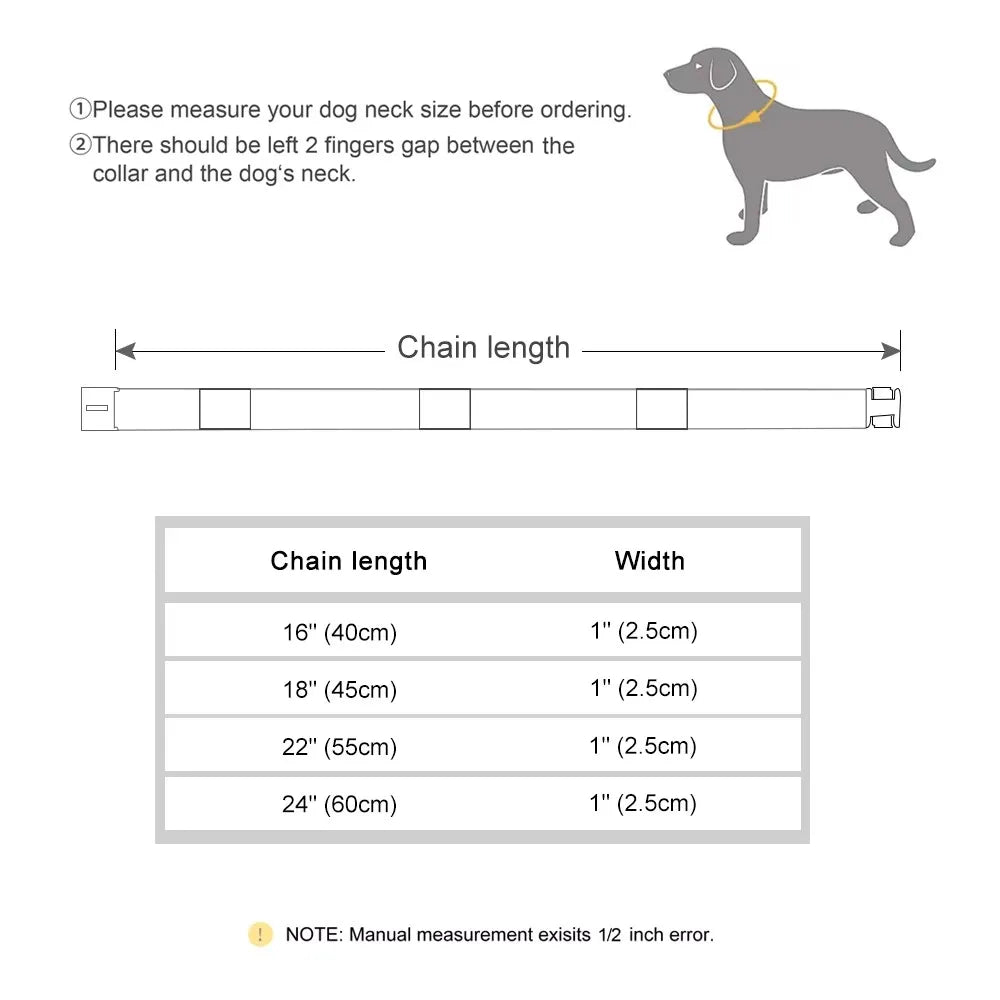 Strong Dog Double Chain Collar 2 Row Gold Cuban Link Stainless Steel Dog Training Collar Pet Metal Collar For Medium Large Dogs