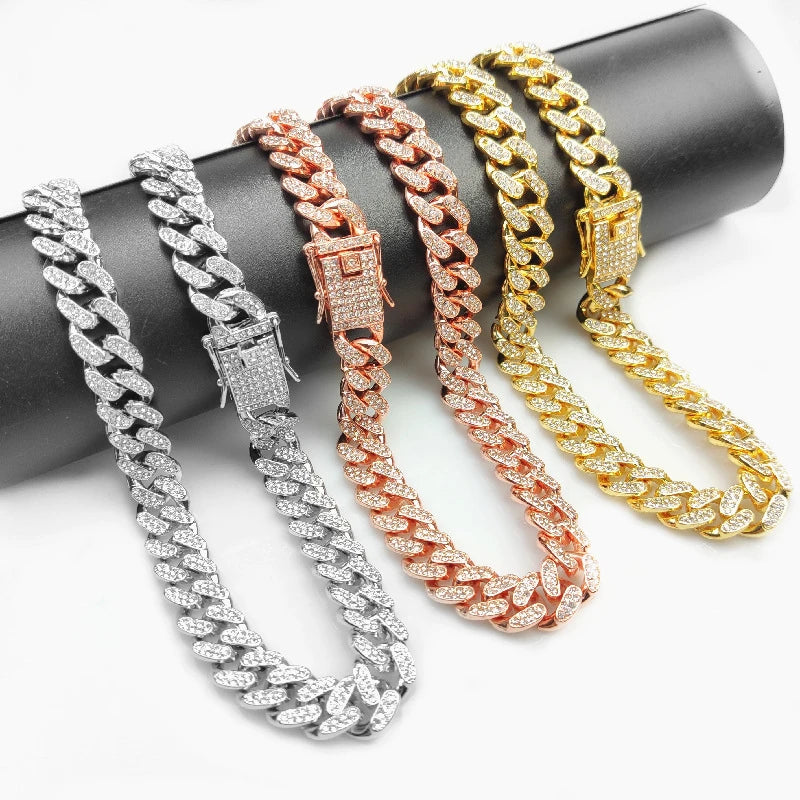 Luxury Gold Dog Chain Collar Cuban Chain Link Choke Collar for Small Medium Large Dogs, Pet Necklace Jewelry Crystal Accessories