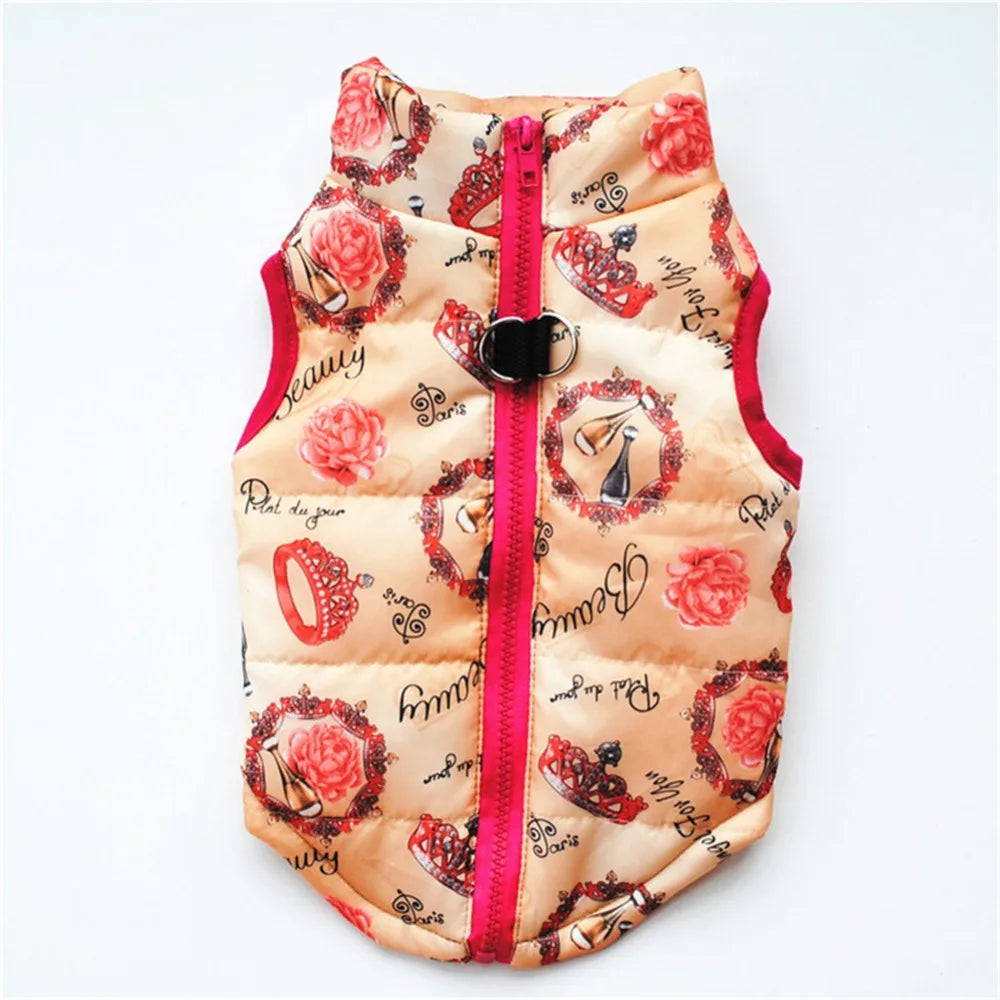 Windproof Pet Vest Jacket Winter Warm Big Dog Clothes Puppy Harness Clothing Funny Printed Coat for Small Medium Dogs Cats XS-XL