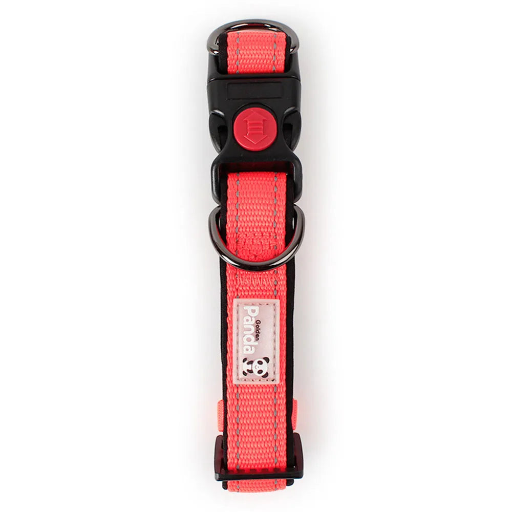 Adjustable Dog Collar Comfortable Soft Foam Padded Reflective Nylon Dog Collar with Double D Rings for Small Medium Large Dogs