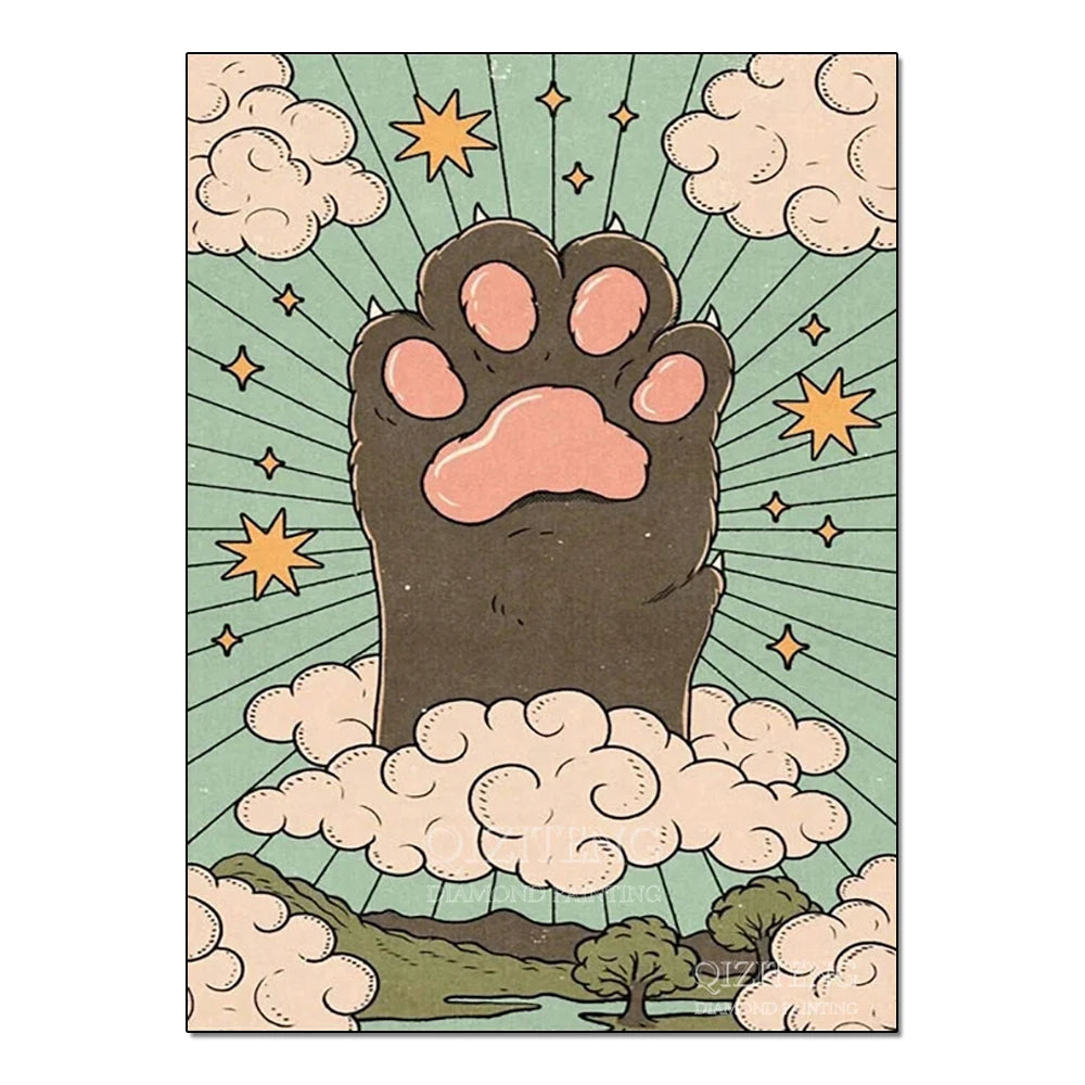 Tarot Cards Cat 5D Diamond Painting Cute Raccoon Full Diamond Cross Stitch Cartoon Animal Embroidery Mosaic Art Home Decoration