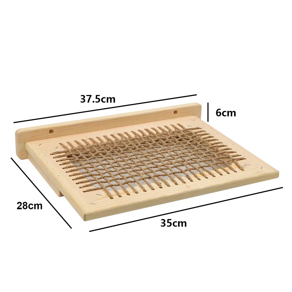 Cat Wall Climbing Shelves Wall Mounted Hammock Cat Scratching Post Wooden Stairway Shelves with Sisal Rope Ladder Wall Cat Tree