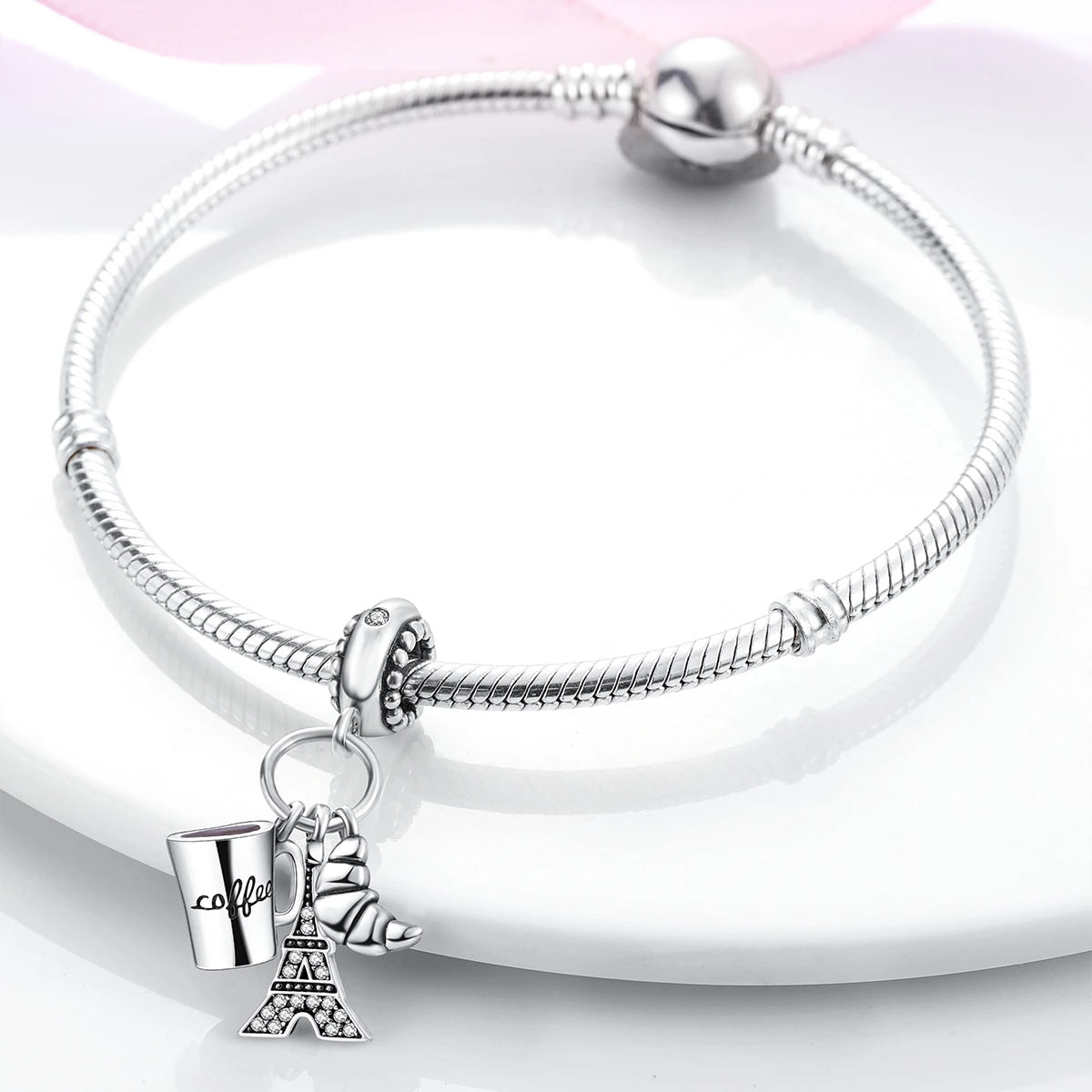 MULA 1PC Coffee Pet Moon Star Silver Plated Pendant Fit Original Snake Chain Charm Bracelet DIY Women Jewelry Gift