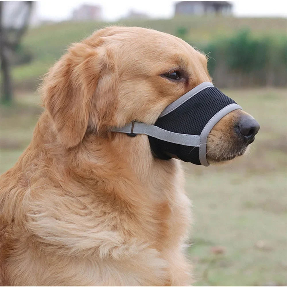 Adjustable Anti Bark Bite Mesh Muzzle for Dogs Pet Mouth Muzzle Stop Chewing for Puppies Nylon Belt Dog Accessories Pet Products