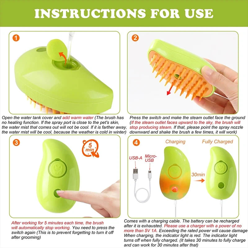 Pet Grooming Cat Brush Electric Spray Water Spray Kitten Dog Comb Soft Silicone Depilation Cats Bath Hair Brush Grooming Supplie