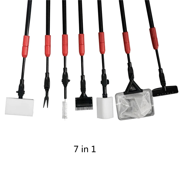 7in1 Aquarium Fish Tanks Cleaning Tools Kit Algae Tank Cleaner Set Aquarium Cleaner Fish Tank Net Scraper Sponge accessories