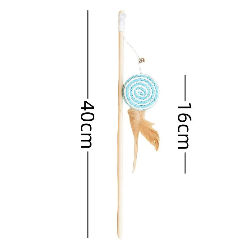 Cat Toy Cat Teaser Sticks Wooden Pole Tease Cat Stick Mouse Bell Tease Cat Stick Cat Self Hi Interactive Cat Toy