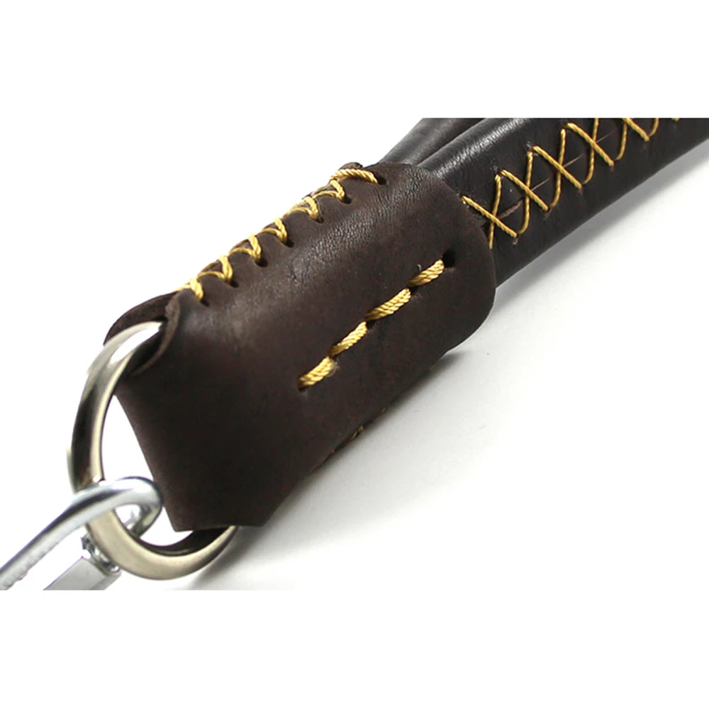 Dog Short Leash Lead Traffic Padded Handle Heavy Duty Real Leather Dog Lead for Training Control Puppy Small Medium Large Dogs