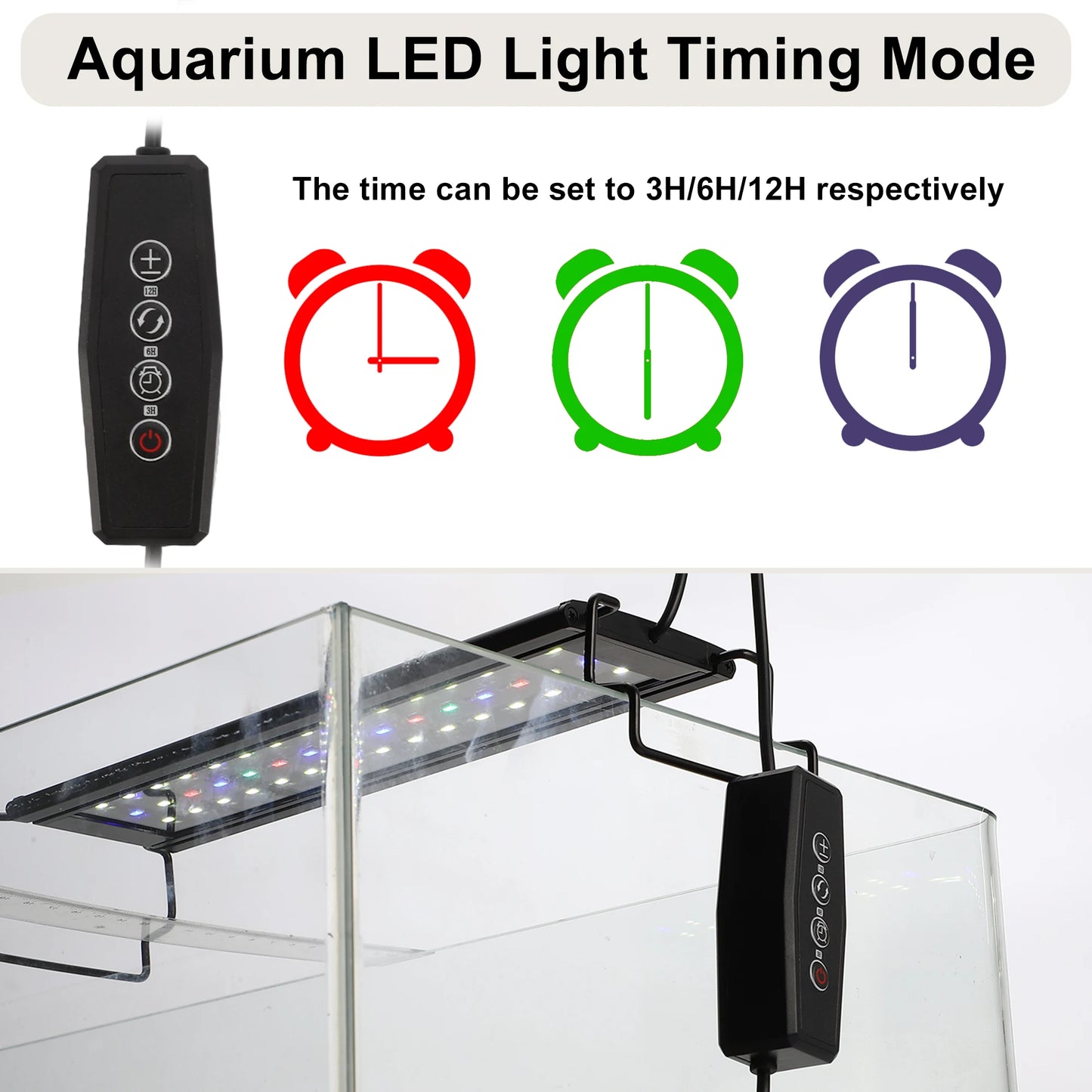 UXCELL Aquarium Light LED Fish Tank Light Timer Three Color Lighting Aquarium Light for Plants Fish and Aquatic Pet Supplies