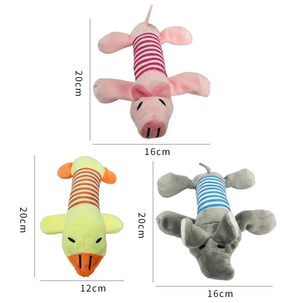 Pet Toys Cute Pet Chewing Teething Toys Cartoon Embroidery Bite-resistant Decompression Duck Pig Elephant Sounding Toys