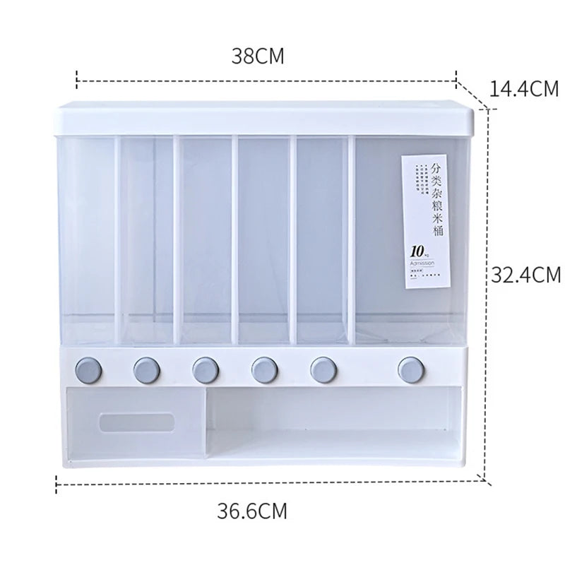 10L Bucket Grain Sealed Container Dry Food Dispenser Kitchen Foor Storage Container with Small Refill Box Grain Dispenser